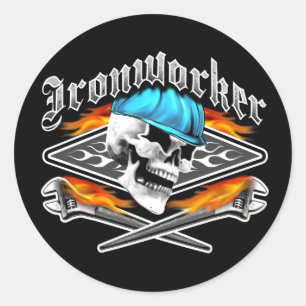 Ironworker Skull and Spud Wrenches Classic Round Sticker