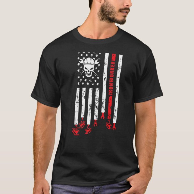 Ironworker US Flag Ironwork Ironworkers  1 T-Shirt (Front)