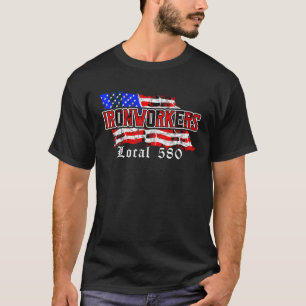 Ironworkers Local 580 NYC American Flag Patriotic  T-Shirt