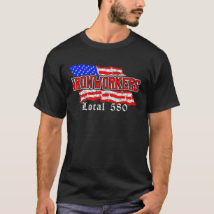 Ironworkers Local 580 NYC American Flag Patriotic  T-Shirt