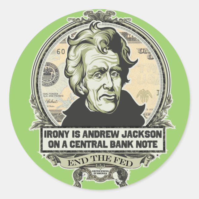 Irony Is Jackson on a Central Bank Note Stickers (Front)