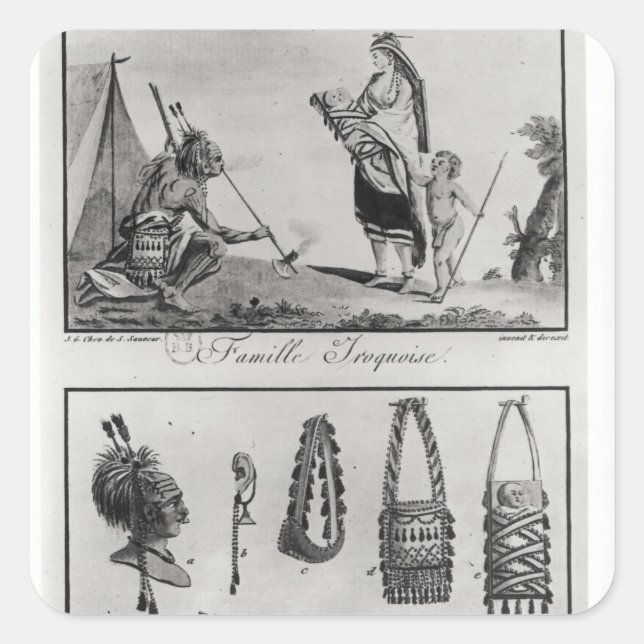 Iroquois family, arms and ornaments square sticker (Front)