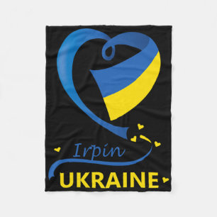 Irpin Ukraine National Flag Heart Emblem Crest  Fleece Blanket