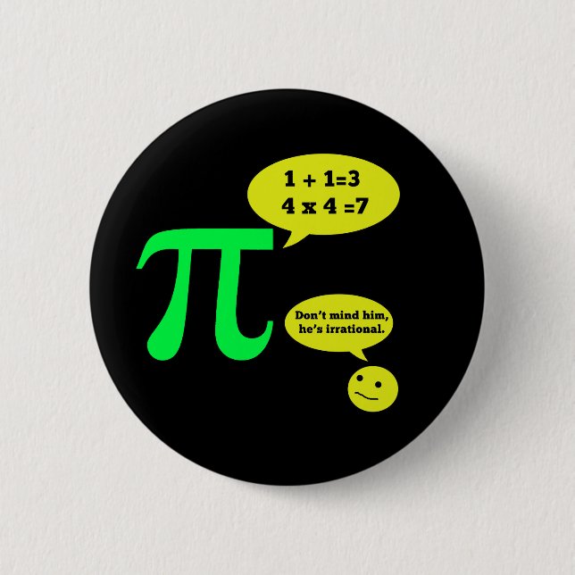 Irrational Pi Humour 6 Cm Round Badge (Front)