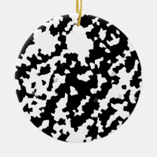 Irregular Abstract Mosaic Black and White Camo Ceramic Tree Decoration