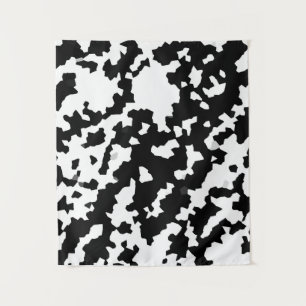 Irregular Abstract Mosaic Black and White  Camo Tapestry