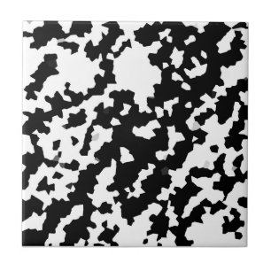 Irregular Abstract Mosaic Black and White  Camo Tile