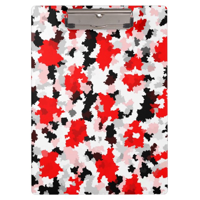 Irregular Abstract Pattern Red Black White Design Clipboard (Front)