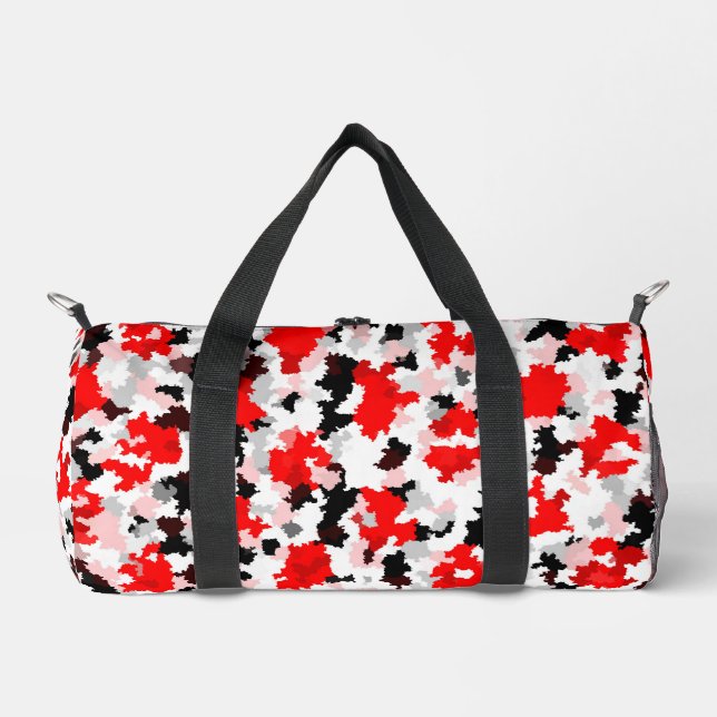 Irregular Abstract Pattern Red Black White Design Duffle Bag (Front)