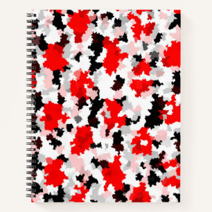 Irregular Abstract Pattern Red Black White Design Notebook