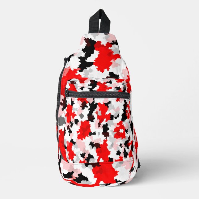 Irregular Abstract Pattern Red Black White Design Sling Bag (Front)