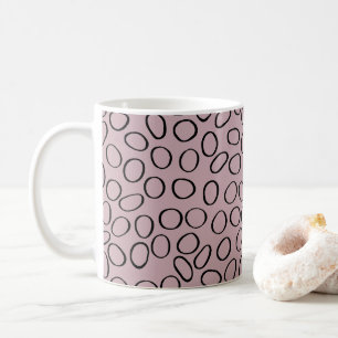 Irregular Black Circle Pattern on Pink Coffee Mug