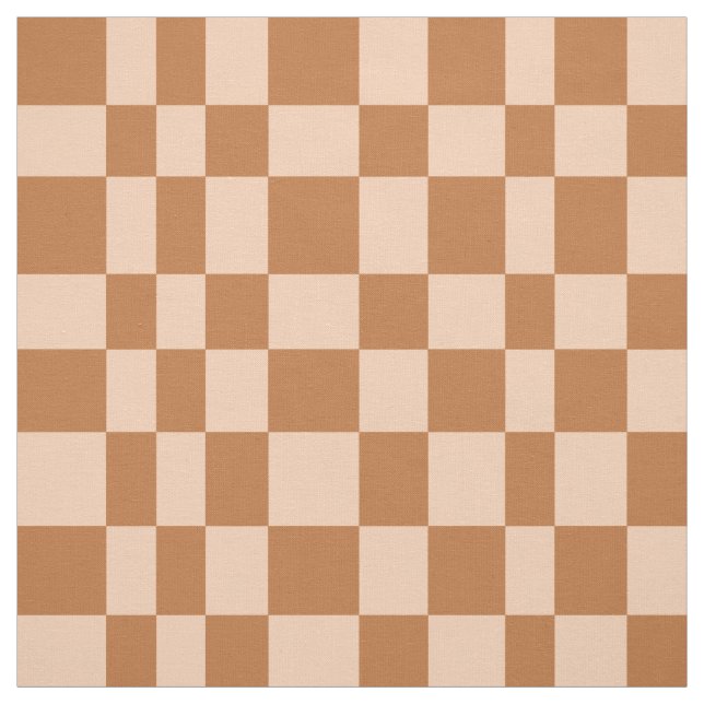 Irregular Chequerboard Fall Chequered Burnt Orange Fabric (Swatch)