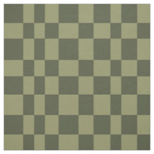 Irregular Chequerboard Groovy Chequered Moss Green Fabric