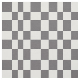Irregular Chequerboard Retro Chequered White Grey Fabric