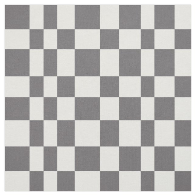 Irregular Chequerboard Retro Chequered White Grey Fabric (Swatch)