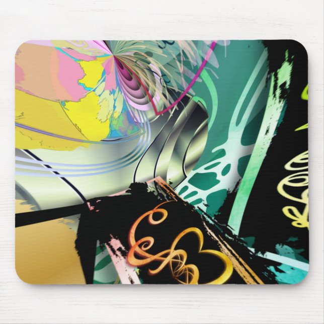 Irregular curved panorama of shapes and objects th mouse mat (Front)