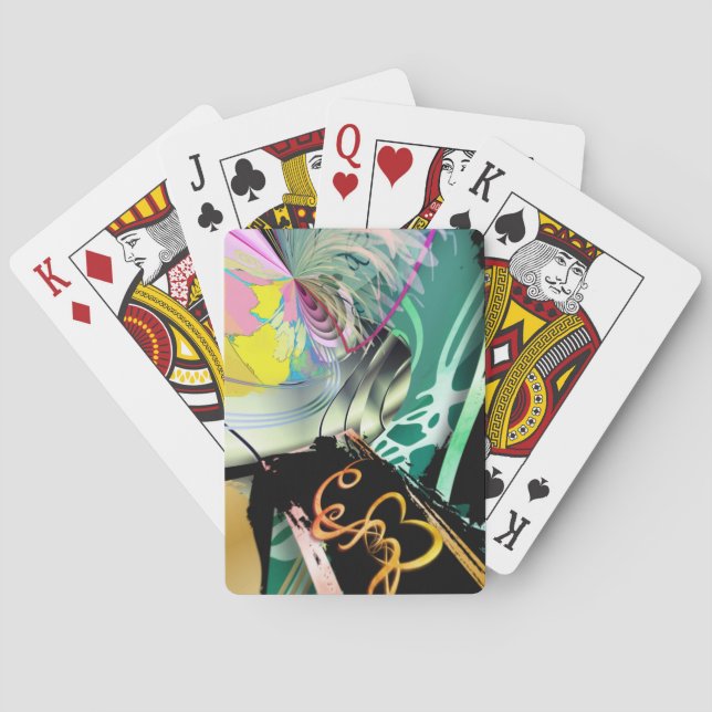Irregular curved panorama of shapes and objects th playing cards (Back)