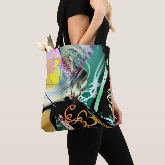 Irregular curved panorama of shapes and objects th tote bag (Close Up)