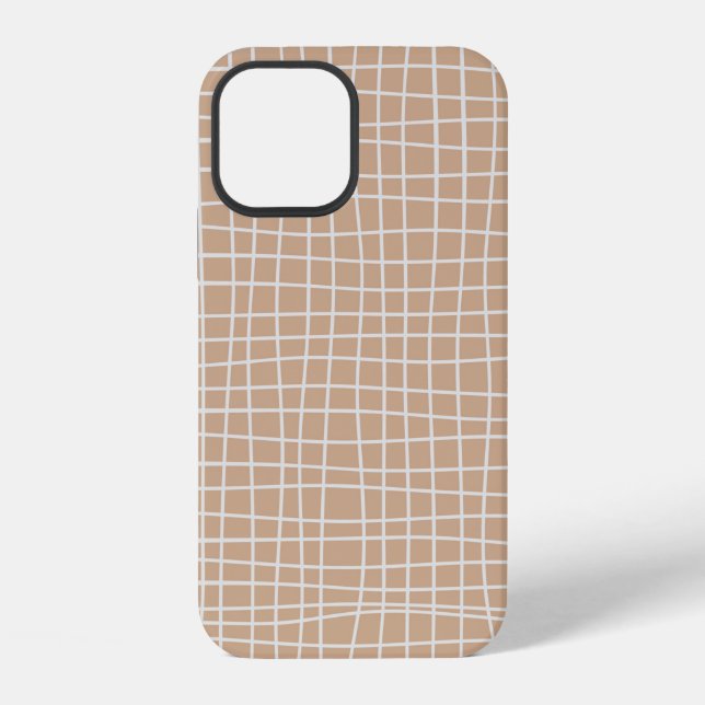 Irregular Grid Optical Illusion White Line Squares iPhone Case (Back)
