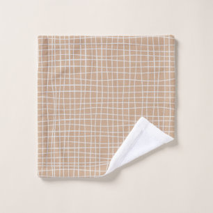 Irregular Grid Optical Illusion White Line Squares Wash Cloth