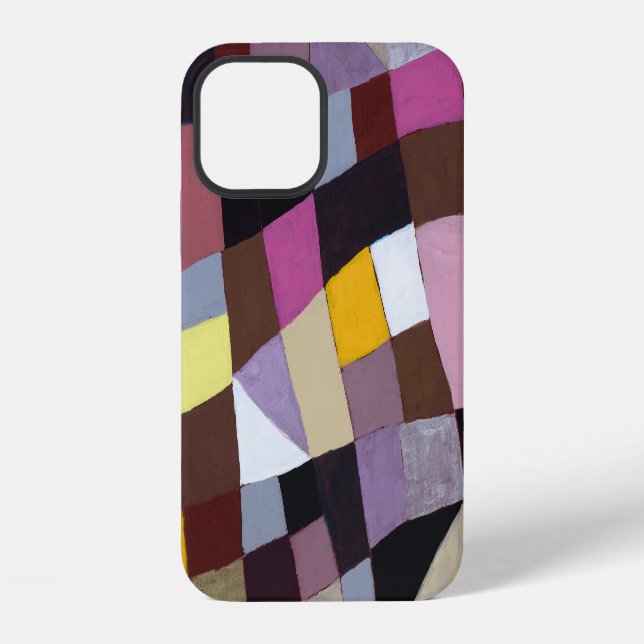 Irregular Grid: Violet-Yellow Abstract Painting. iPhone Case (Back)