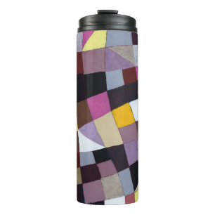 Irregular Grid: Violet-Yellow Abstract Painting. Thermal Tumbler