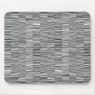 Irregular Lines - Black on White Mouse Mat