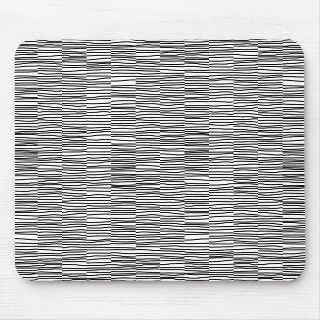 Irregular Lines - Black on White Mouse Mat (Front)