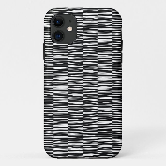 Irregular Lines - White on Black iPhone Case (Back)