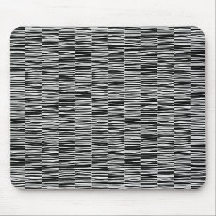 Irregular Lines - White on Black Mouse Mat