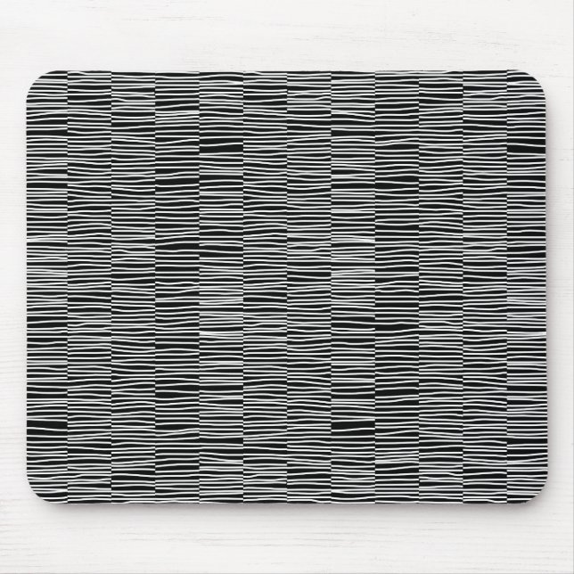 Irregular Lines - White on Black Mouse Mat (Front)