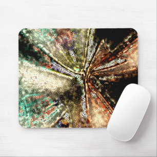 Irregular mosaic over wrinkled and moldy fabric mouse mat