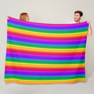 Irregular rainbow stripes fleece blanket