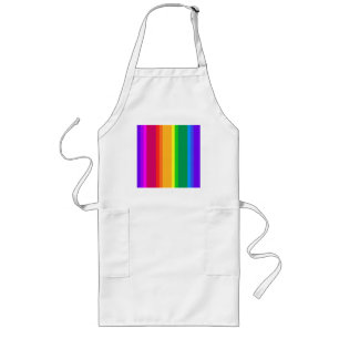 Irregular rainbow stripes long apron