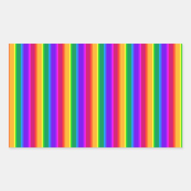 Irregular rainbow stripes rectangular sticker (Front)