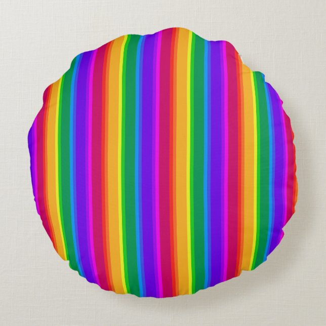 Irregular rainbow stripes round cushion (Back)