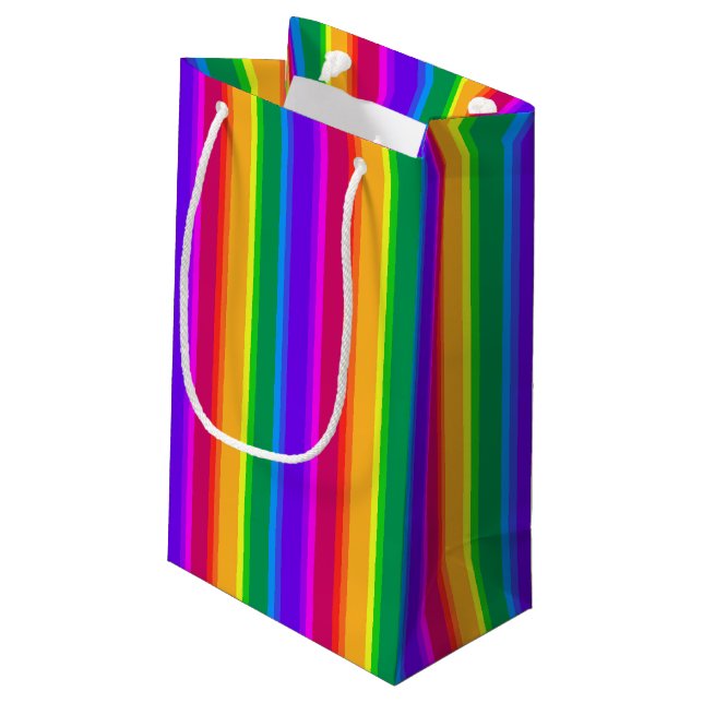 Irregular rainbow stripes small gift bag (Back Angled)