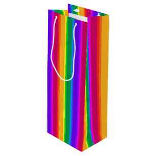 Irregular rainbow stripes wine gift bag