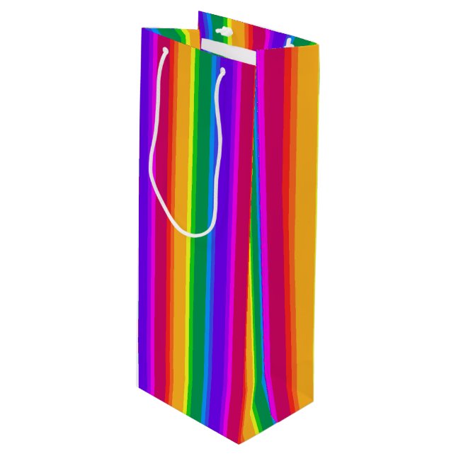 Irregular rainbow stripes wine gift bag (Front Angled)