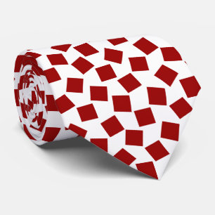 Irregular Squares - Ruby Red on White Tie