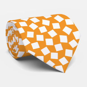Irregular Squares - White on Orange Tie