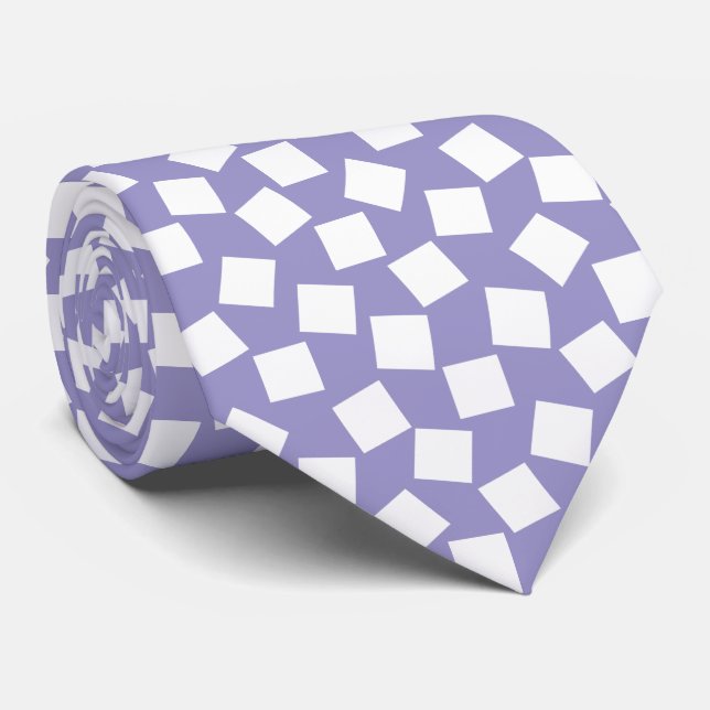 Irregular Squares - White on Pale Purple Tie (Rolled)