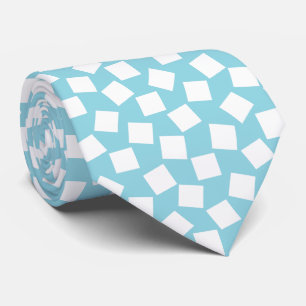 Irregular Squares - White on Robin Egg Blue Tie