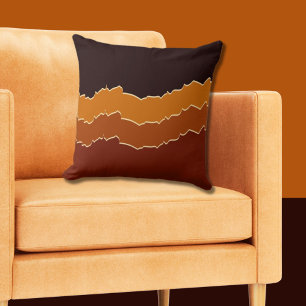 Irregular Torn Warm Orange & Black Stripes Cushion