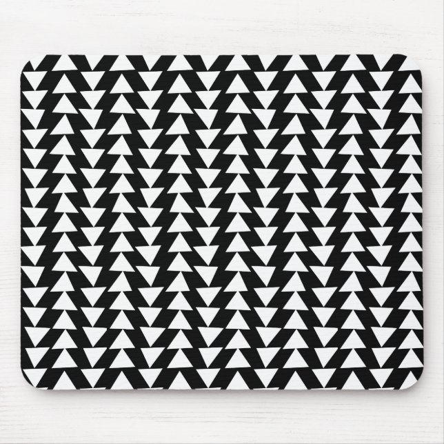 Irregular Triangles - Black on White Mouse Mat (Front)