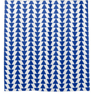 Irregular Triangles - Navy Blue on White Shower Curtain