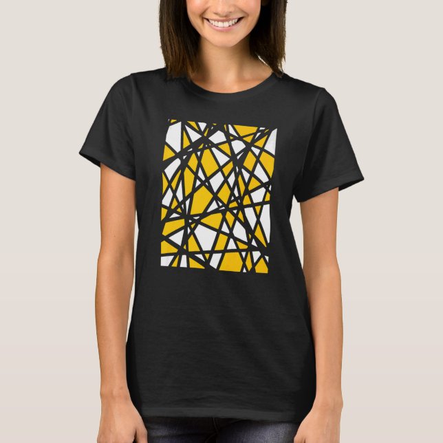 Irregular White Shapes Yellow Orange Accents Abstr T-Shirt (Front)