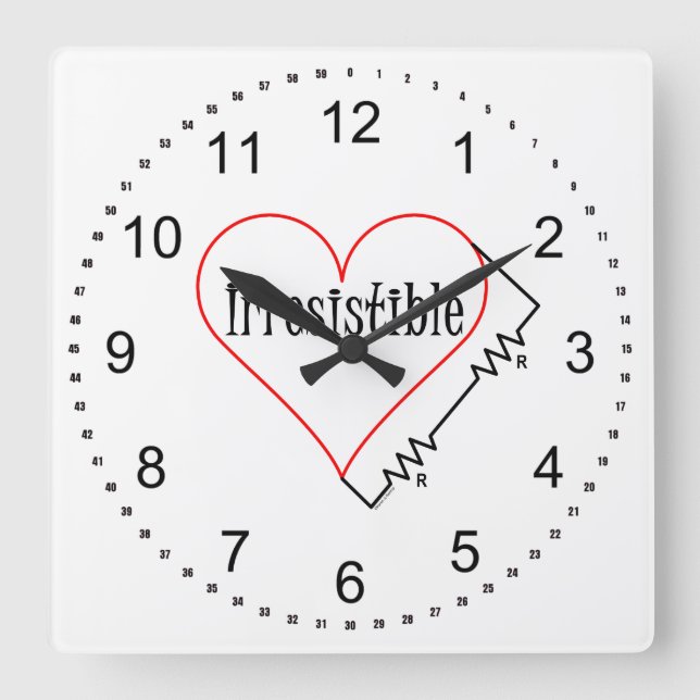Irresistible Heart Square Wall Clock (Front)