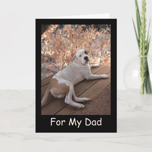 Irresistible Pitbull Porch Dog Father's Day Card (Front)